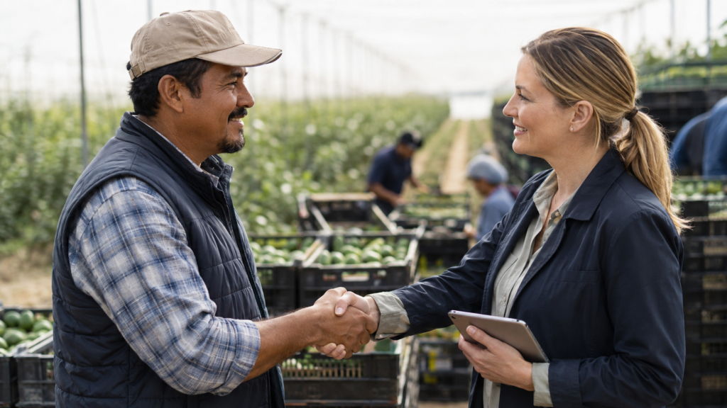 Mexican agricultural producer and Canadian buyer concluding a commercial agreement